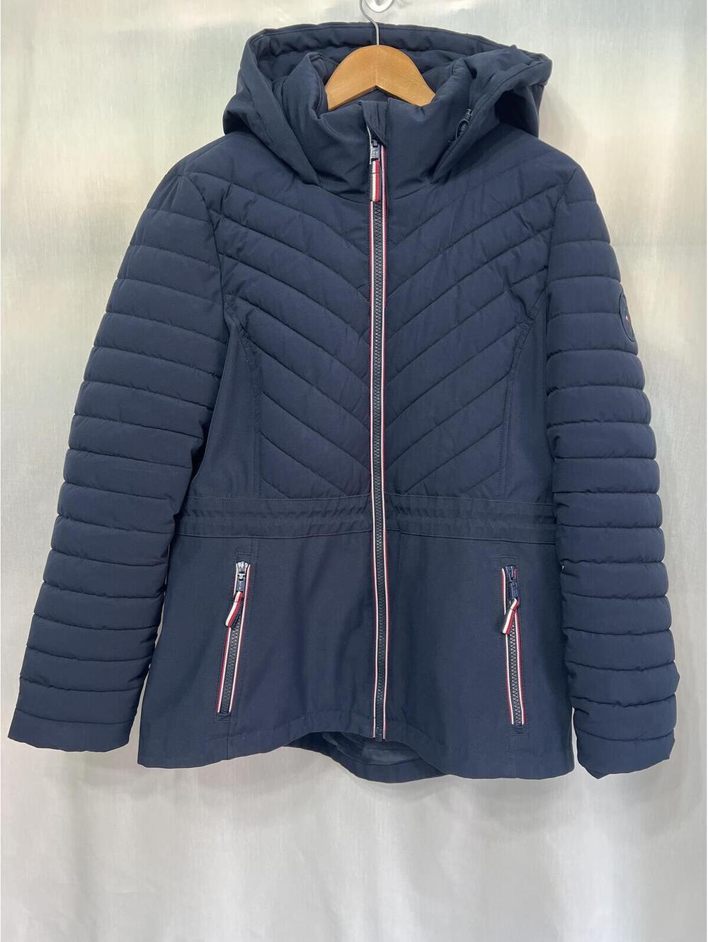 NEW Tommy Hilfiger Hooded Chevron Quilted Puffer Jacket Women's Medium